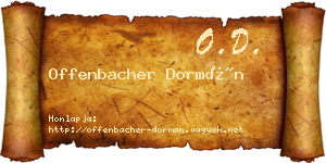 Offenbacher Dormán névjegykártya